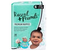 T Rascal & Friends Premium Nappies Size 6-30 Pack | 12-Hour Leak Protection | Dermatologically Tested for Sensitive Skin | CoComelon™ Design | Cruelty-Free & Vegan