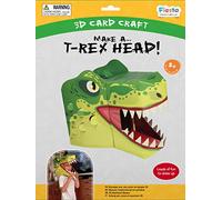 T-Rex 3D Dinosaur Full Head Mask Kit Age 3+ by Fiesta Crafts - Assemble Dino Head Costume - Complete Arts and Crafts Set to Improve Motor Skills, Creativity, & Imagination - Fits Kids & Adult Heads
