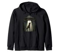 T-Rex Abduction Alien UFO Dinosaur Sci-Fi Zip Hoodie