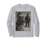 T Rex Bigfoot Selfie North Pole Christmas Dinosaur Long Sleeve T-Shirt