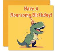 T-Rex Birthday Card for Boys - Dino Dinosaur - Happy Birthday Card for Brother Cousin Grandson Nephew, 145mm Male Greeting Cards