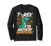 T-Rex Birthday Wrecker Funny Dino Party Long Sleeve T-Shirt