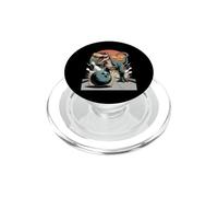 T Rex Bowling Strike Dinosaur Retro Sunset PopSockets PopGrip for MagSafe