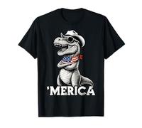 T-Rex Boys American Flag Bandana Cool Sunglasses Cowboy Hat T-Shirt