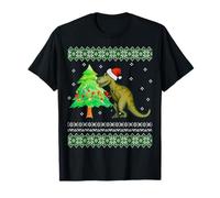 T-Rex Christmas Tree Ugly Sweater Style Funny Dinosaur T-Shirt