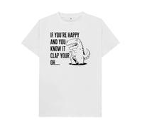 T-Rex Clap Your Hands T-Shirt Dinosaur Meme Tee, Funny T-Rex Meme T-Shirt - Dinosaur Humor Graphic Tee - Novelty Prehistoric Gift White