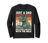 T-Rex Dad Who Always Came Back with The Milk Retro Sunset Long Sleeve T-Shirt