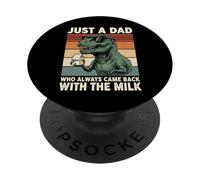 T-Rex Dad Who Always Came Back With The Milk Retro Sunset PopSockets Adhesive PopGrip
