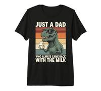 T-Rex Dad Who Always Came Back with The Milk Retro Sunset Premium T-Shirt