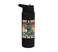 T-Rex Dad Who Always Came Back with The Milk Retro Sunset Stainless Steel Insulated Water Bottle