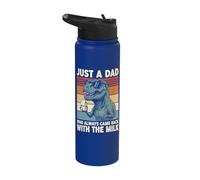 T-Rex Dad Who Always Came Back with The Milk Retro Sunset Stainless Steel Insulated Water Bottle