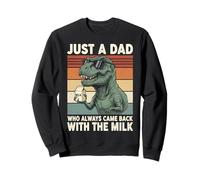 T-Rex Dad Who Always Came Back With The Milk Retro Sunset Sweatshirt