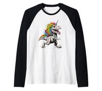 T-Rex Dino Rainbow Unicorn Punk Pride Dinosaur Raglan Baseball Tee