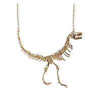 T-Rex Dinosaur Bone Fossil Design Statement Necklace (Gold Plated)