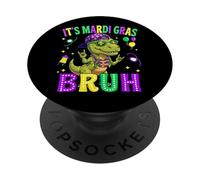 T-rex Dinosaur Bruh Mardi Gras Boys Girls Carnival Parade PopSockets Adhesive PopGrip