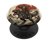 T-Rex Dinosaur Cat Japanese Sunset Dino Japan Retro Art PopSockets Adhesive PopGrip