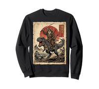 T-Rex Dinosaur Cat Japanese Sunset Dino Japan Retro Art Sweatshirt