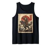 T-Rex Dinosaur Cat Japanese Sunset Dino Japan Retro Art Tank Top