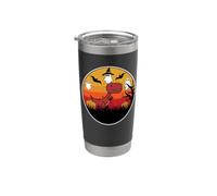 T-Rex Dinosaur Dino Pumpkin Patch Bat Ghost Cute Trex T Rex Stainless Steel Insulated Tumbler