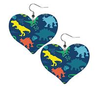 T-rex Dinosaur Heart Shape Leather Earrings Women Girls Simple Dangle Earrings Gifts for Her