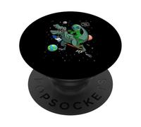 T-Rex Dinosaur In the Outer Space Astronaut Alien PopSockets Adhesive PopGrip