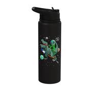 T-Rex Dinosaur in the Outer Space Astronaut Alien Stainless Steel Insulated Water Bottle