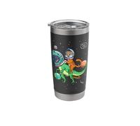 T-Rex Dinosaur in the Outer Space Astronaut Cat Stainless Steel Insulated Tumbler