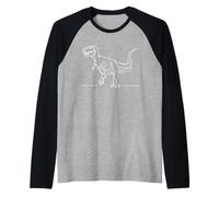 T-Rex Dinosaur Line Art Prehistoric Beast Design Raglan Baseball Tee