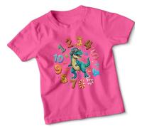 T Rex Dinosaur Math Numbers Education Kids Graphic T Shirt Boys Cool Counting Learning Tee 5-6 Years Fuchsia