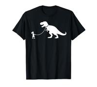 T-Rex Dinosaur Pet on a Leach led by a Girl T-Shirt