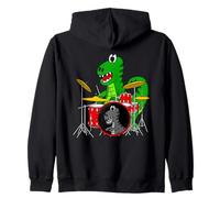 T-Rex Dinosaur Playing Drums, Drummer Percussion Musician Zip Hoodie