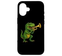T-Rex Dinosaur Playing Trumpet Musician Music Case for iPhone 16