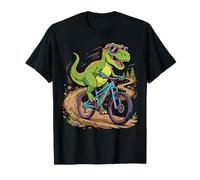 T-Rex Dinosaur Riding Mountain Bike Cycling Kids T-Shirt