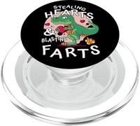 T-Rex Dinosaur Stealing Hearts and Blasting Farts PopSockets PopGrip for MagSafe