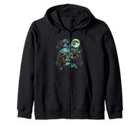 T-Rex Dinosaurs Howling At The Moon - Funny Dinosaur T-Rex Zip Hoodie