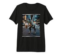 T Rex Drinking Iced Coffee Night City Street Premium T-Shirt