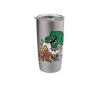 T-Rex Eating Gingerbread House Christmas Funny Dinosaur Xmas Stainless Steel Insulated Tumbler