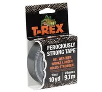 T Rex Ferociously Strong Waterproof Duct Tape Silver Grey | Heavy Duty Strong Adhesive Gaffer, Gaffa, Cloth for Indoor/Outdoor Repair 25mm x 9.1m