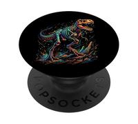 T-Rex Fossil Skeleton Colorful Dinosaur Bones Paleontologist PopSockets Adhesive PopGrip