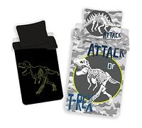 T-Rex Glow in the Dark Single Duvet Cover - European Size - Grey - Kids