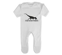 T Rex Hates Push Ups Baby Romper Jumpsuit with feet, 0-3 Months, White