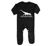 T Rex Hates Push Ups Baby Romper Jumpsuit with feet, 6-12 Months, Black