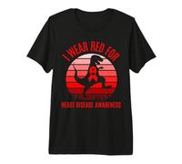 T. Rex Heart Disease Awareness Month Dinosaur Retro Sunset Premium T-Shirt