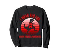 T. Rex Heart Disease Awareness Month Dinosaur Retro Sunset Sweatshirt