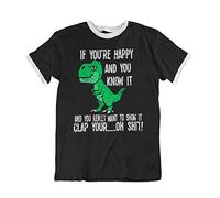 T-REX If You're Happy You Know It Clap Your... - Mens or Womens Novelty Dinosaur Organic Cotton T-Shirt