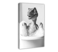 T-rex in The Bathtub_ Cute Bathroom Wall Art_ Funny Dinosaur Print_ Cute Animals Taking A Bubble Bath_ Laundry Room Decor_ Ai Art-1_3
