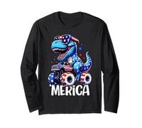 T-Rex ‘Merica Monster Truck USA Patriotic Dinosaur Design Long Sleeve T-Shirt