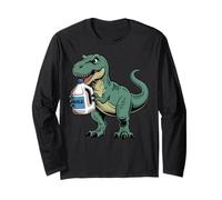 T-Rex Milk Dinosaur Tyrannosaurus Drinking Milk Dino Meme Long Sleeve T-Shirt