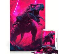 T-Rex Neon Art 1000 Piece Jigsaw Puzzles for Teenagers Jigsaw Memory Enhance Relaxing Pastime Neat Edges Unique Gift (38x52cm)