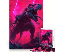 T-Rex Neon Art 1000 Pieces Jigsaws Adults Puzzles Gifts Thought Training Peaceful Fun Uniform Cut Art Xmas Gift (50x75cm)